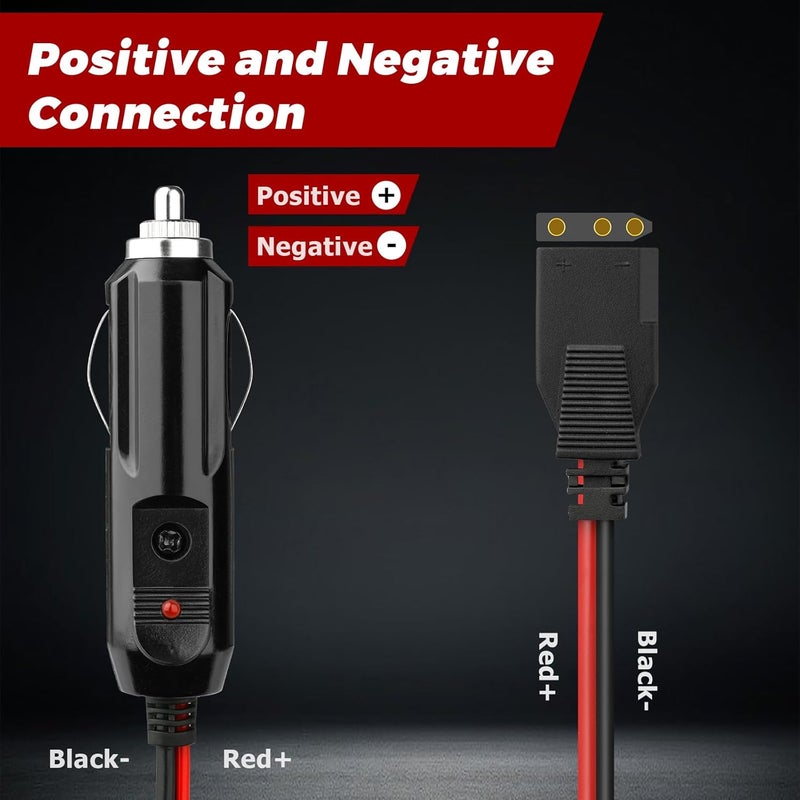Ullnosoo CB Radio Power Cord, 2 Pack 3 Pin 2-Wire with 12V Lighter Plug Compatible with Cobra Galaxy Stryker Midland Uniden Connex Victrola, 4.8ft 16AWG Heavy Duty Power Cable CB Ham Radio Accessory - Image 5